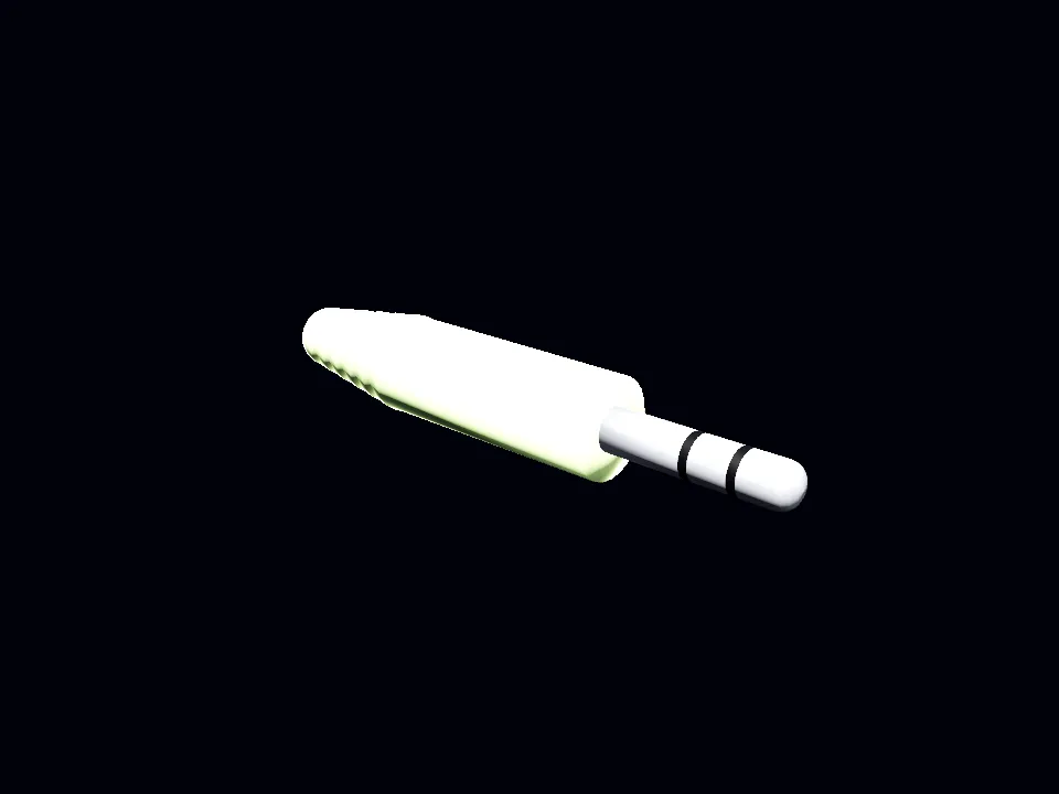 A 3.5 millimeter TRS audio plug.