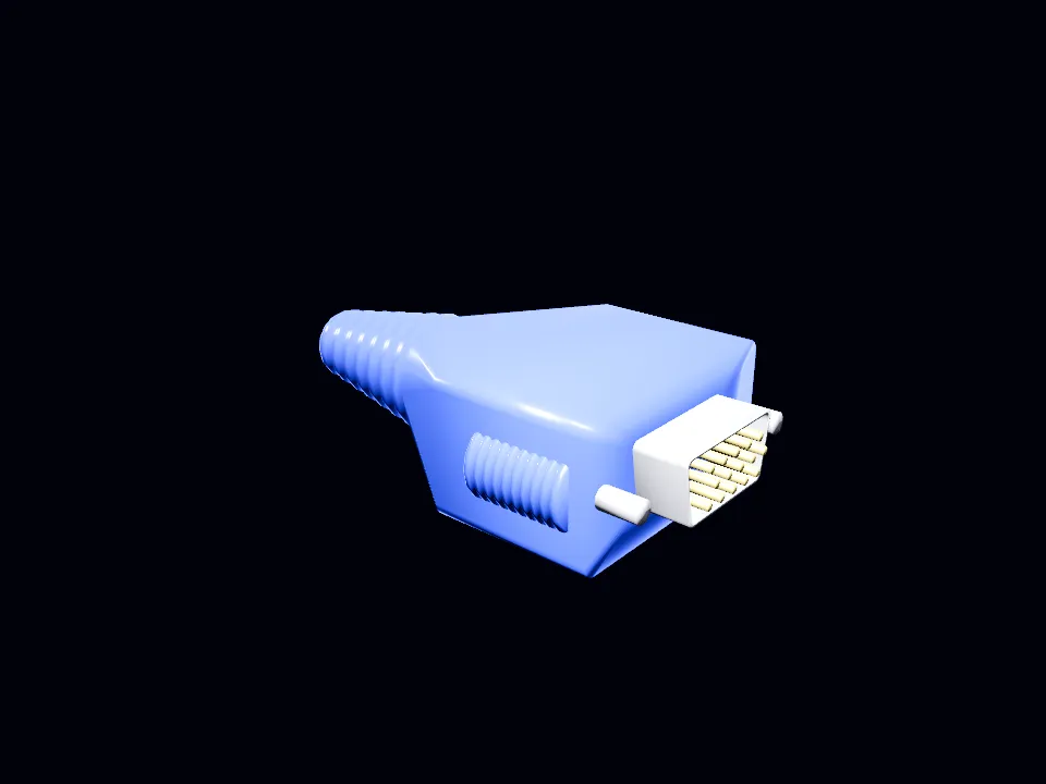 A blue DE-15 VGA plug.